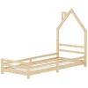Lit d'enfant 90x200 cm naturel forme maison bois de pin avec sommier à lattes sans matelas>Ml-Design Best