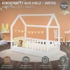 Ml-Design Lit d'enfant 140x70cm blanc en bois de pin avec toit et sommier protection contre chutes*Enfant Lit Enfant