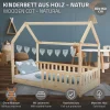Ml-Design Lit d'enfant 160x80cm naturel en bois de pin avec toit et sommier protection contre chutes*Enfant Lit Enfant
