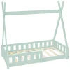 Lit d'enfants Tipi 70x140 cm vert menthe maison indien bois de pin sommier clôture de jeu>Ml-Design