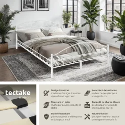 Lit design moderne avec sommier de Style romantique 140 x 200 cm blanc>Tectake Clearance
