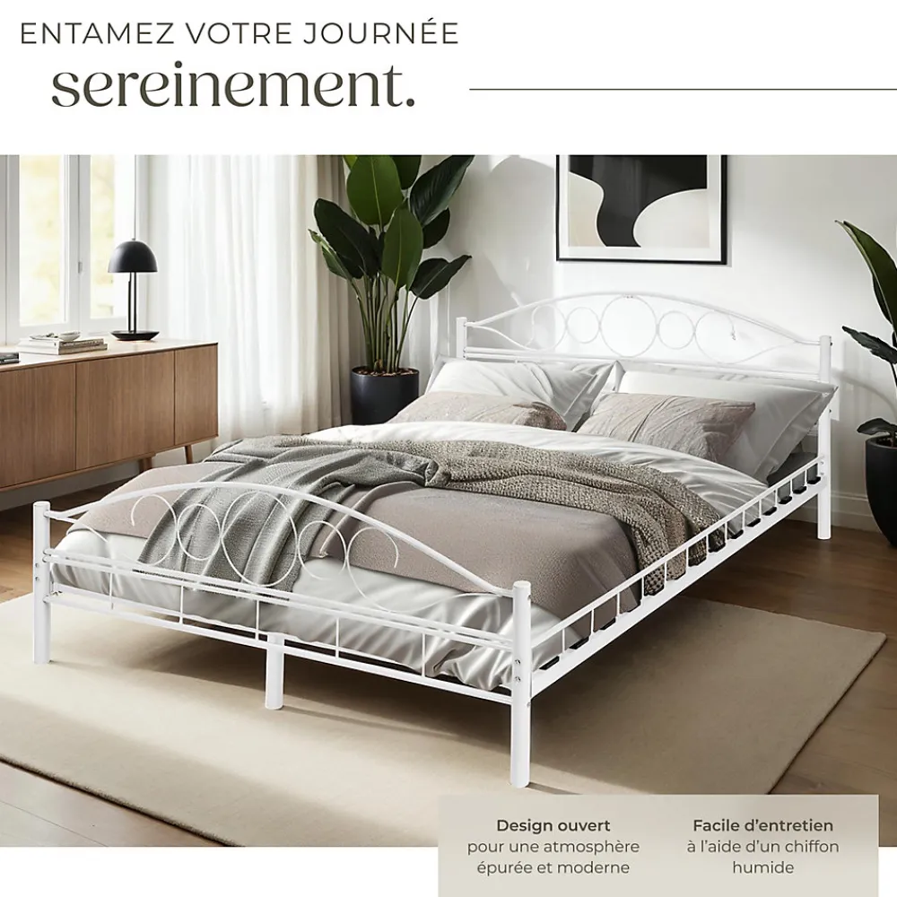 Lit design moderne avec sommier de Style romantique 140 x 200 cm blanc>Tectake Clearance