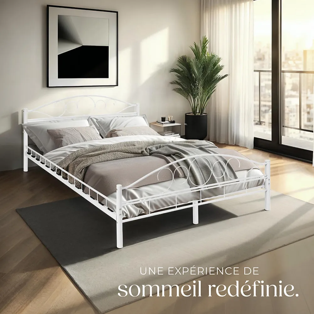 Lit design moderne avec sommier de Style romantique 140 x 200 cm blanc>Tectake Clearance