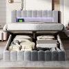 ProximaX Lit double 180 x 200 cm avec espace de rangement, Lit coffre avec lumières LED et USB, Gris clair* Lit Coffre