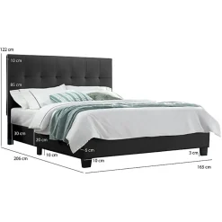 Meubletmoi Lit double 160 x 200 cm en simili noir + sommier fixe - PANDORA* Lit Double