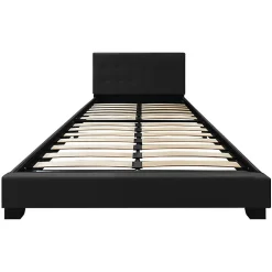 Meubletmoi Lit double 160 x 200 cm en simili noir + sommier fixe - PANDORA* Lit Double