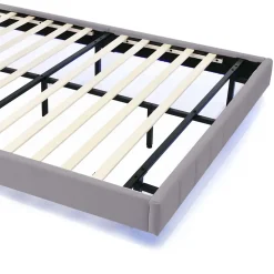 Generique Lit double 160 x 200cm avec sommier à lattes, Lit 160 x 200cm avec éclairage LED et USB, cadre de lit en lin, Gris* Lit Double
