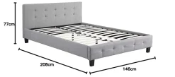 Nature Pro Lit Double 140 x190 cm Tissus Gris Moderne + Sommier Chambre* Sommier