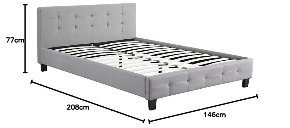 Nature Pro Lit Double 140 x190 cm Tissus Gris Moderne + Sommier Chambre* Sommier