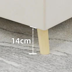 Lit Double Ado 140x200 cm - Lit Capitonné Bas Moderne et Confortable, Sans Vérin, Sans Matelas, Tissu Beige><noscript><img width=