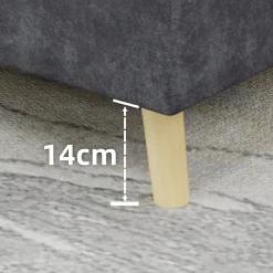 Lit Double Ado 140x200 cm - Lit Capitonné Bas Moderne et Confortable, Sans Vérin, Sans Matelas, Tissu Gris><noscript><img width=