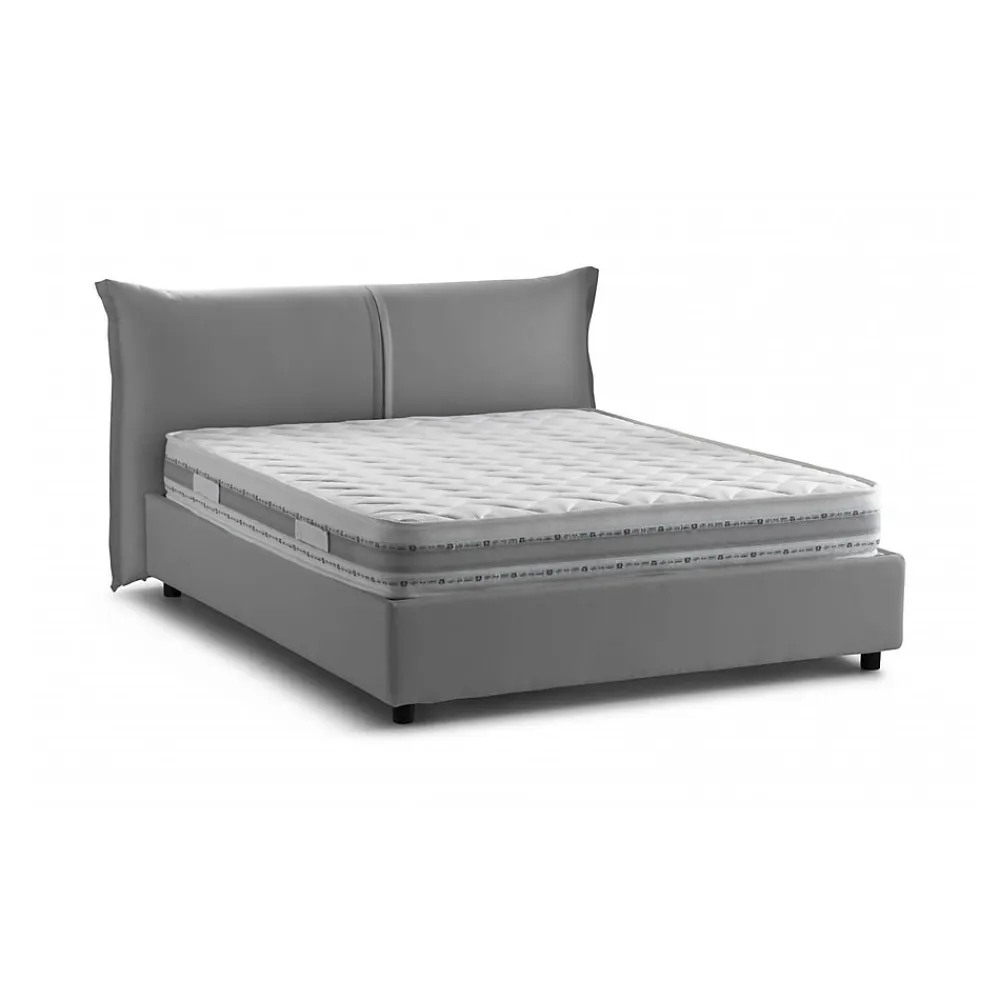 Lit double Akio, 100% Made in Italy, Ouverture frontale, avec matelas 160x190 cm inclus, Gris>Talamo Italia Best