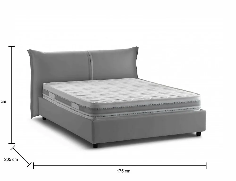 Lit double Akio, 100% Made in Italy, Ouverture frontale, avec matelas 160x190 cm inclus, Gris>Talamo Italia Best