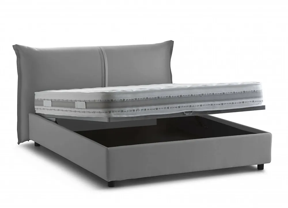Lit double Akio, 100% Made in Italy, Ouverture frontale, avec matelas 160x190 cm inclus, Gris>Talamo Italia Best