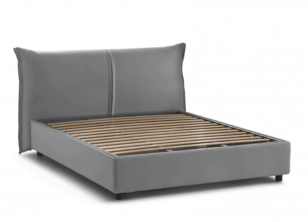 Lit double Akio, 100% Made in Italy, Ouverture frontale, avec matelas 160x190 cm inclus, Gris>Talamo Italia Best
