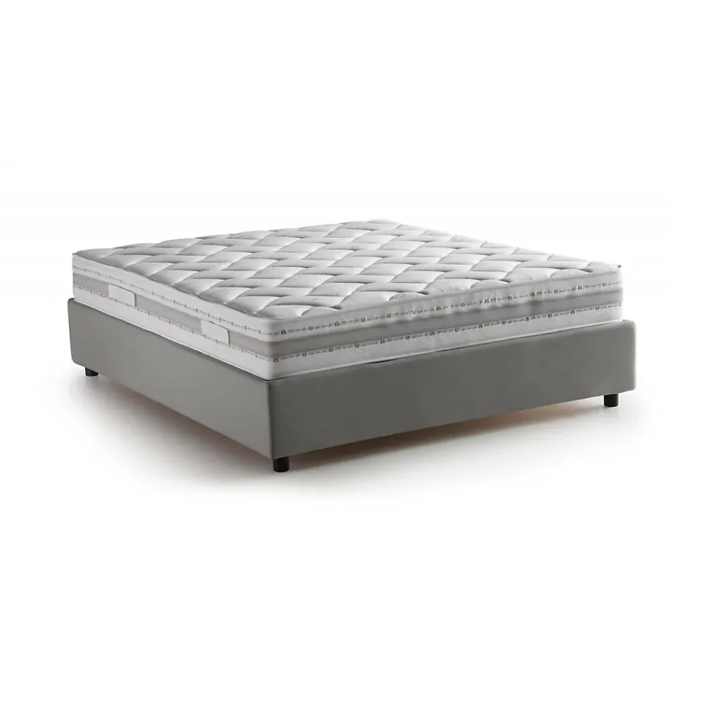 Talamo Italia Lit double Alaksir, Lit coffre en tissu, Ouverture frontale, avec matelas 140x200 cm inclus, 100% Made in Italy, Gris* Lit Coffre