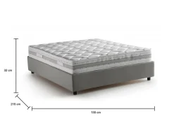 Talamo Italia Lit double Alaksir, Lit coffre en tissu, Ouverture frontale, avec matelas 140x200 cm inclus, 100% Made in Italy, Gris* Lit Coffre