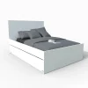Lit double ALPHA 140x190 + 2 tiroirs + tiroir lit 90x190 avec sommier + chevet / Blanc>Weber Industries Outlet
