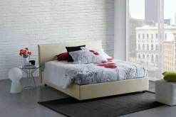 Talamo Italia Lit double Angelic, Lit coffre en tissu, Ouverture frontale, adapté pour matelas 140x190 cm, 100% Made in Italy, Beige* Lit Coffre