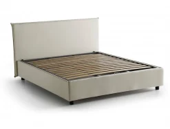 Talamo Italia Lit double Angelic, Lit coffre en tissu, Ouverture frontale, adapté pour matelas 140x190 cm, 100% Made in Italy, Beige* Lit Coffre