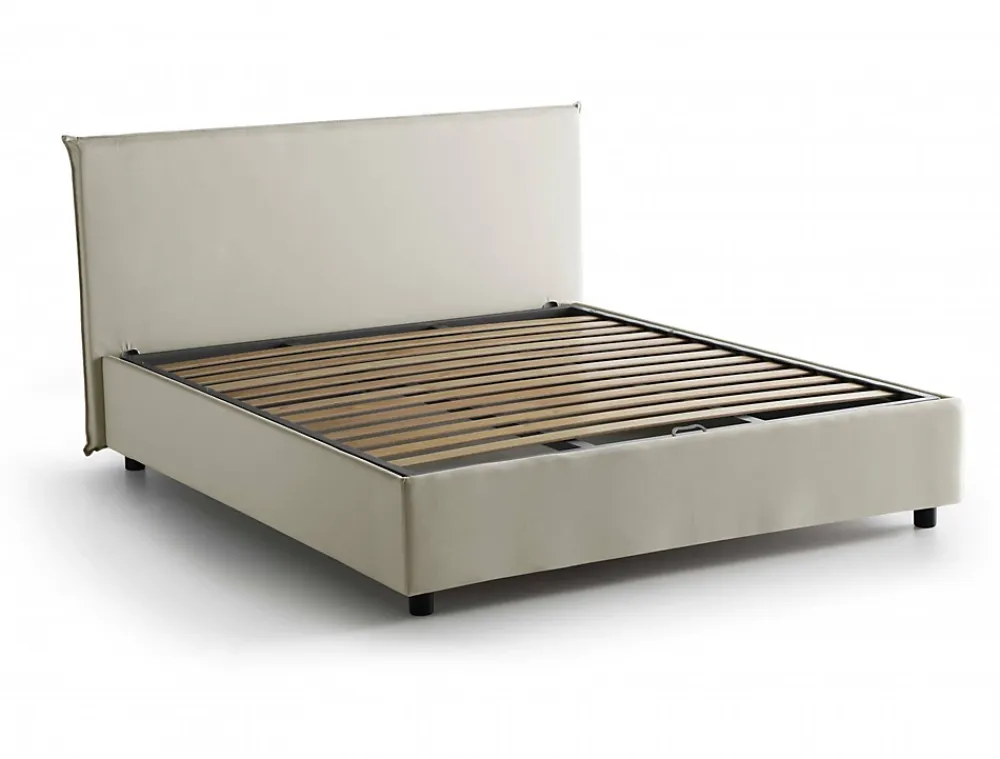 Talamo Italia Lit double Angelic, Lit coffre en tissu, Ouverture frontale, adapté pour matelas 140x190 cm, 100% Made in Italy, Beige* Lit Coffre