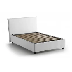 Lit double Angelic, Lit coffre en tissu, Ouverture frontale, adapté pour matelas 140x190 cm, 100% Made in Italy, Blanc>Talamo Italia Hot