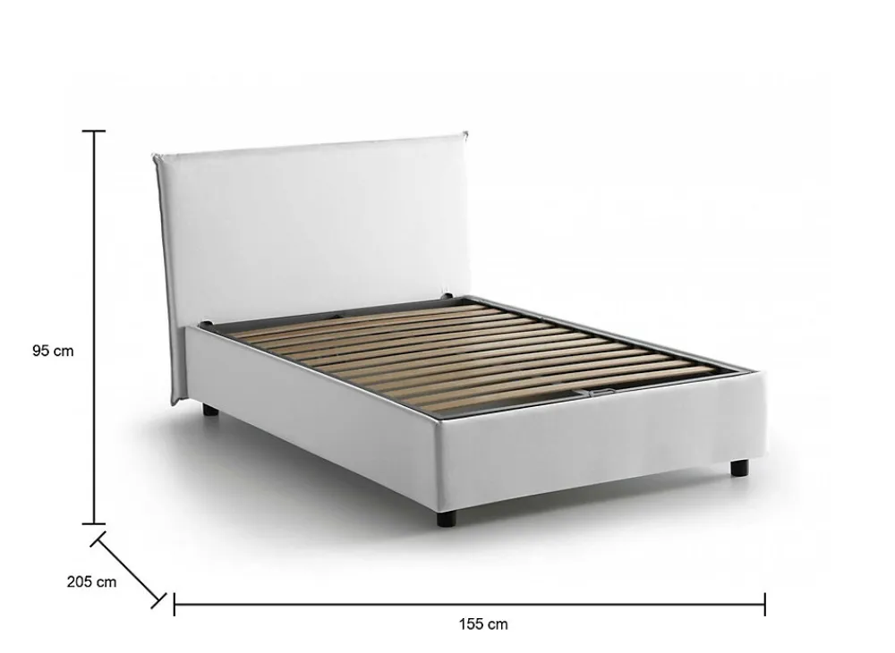 Lit double Angelic, Lit coffre en tissu, Ouverture frontale, adapté pour matelas 140x190 cm, 100% Made in Italy, Blanc>Talamo Italia Hot