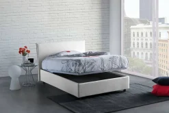 Lit double Angelic, Lit coffre en tissu, Ouverture frontale, adapté pour matelas 140x190 cm, 100% Made in Italy, Blanc><noscript><img width=