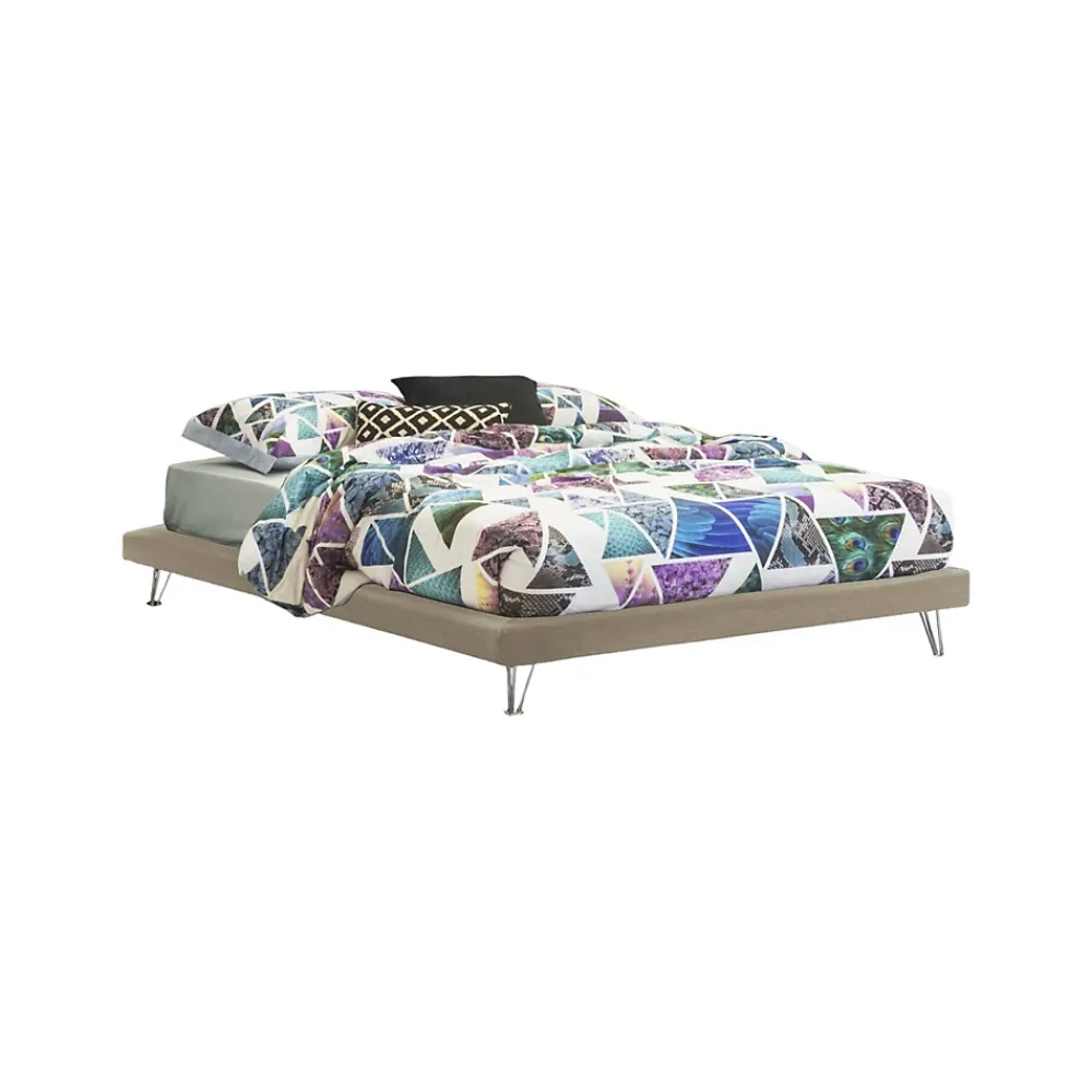Talamo Italia Lit double Arbatrax, Lit fixe en tissu avec pieds, 100% Made in Italy, adapté pour matelas 160x190 cm, Beige* Lit Coffre