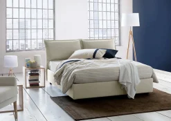 Lit double Askari, Lit coffre en tissu, Ouverture frontale, Convient pour matelas 140x190 cm, 100% Made in Italy, Beige>Talamo Italia Discount