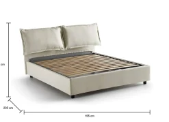 Lit double Askari, Lit coffre en tissu, Ouverture frontale, Convient pour matelas 140x190 cm, 100% Made in Italy, Beige><noscript><img width=