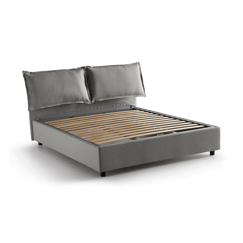 Lit double Askari, Lit coffre en tissu, Ouverture frontale, Convient pour matelas 140x190 cm, 100% Made in Italy, Gris>Talamo Italia Hot