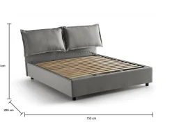 Lit double Askari, Lit coffre en tissu, Ouverture frontale, Convient pour matelas 140x190 cm, 100% Made in Italy, Gris><noscript><img width=