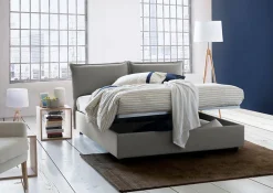 Lit double Askari, Lit coffre en tissu, Ouverture frontale, Convient pour matelas 140x190 cm, 100% Made in Italy, Gris><noscript><img width=