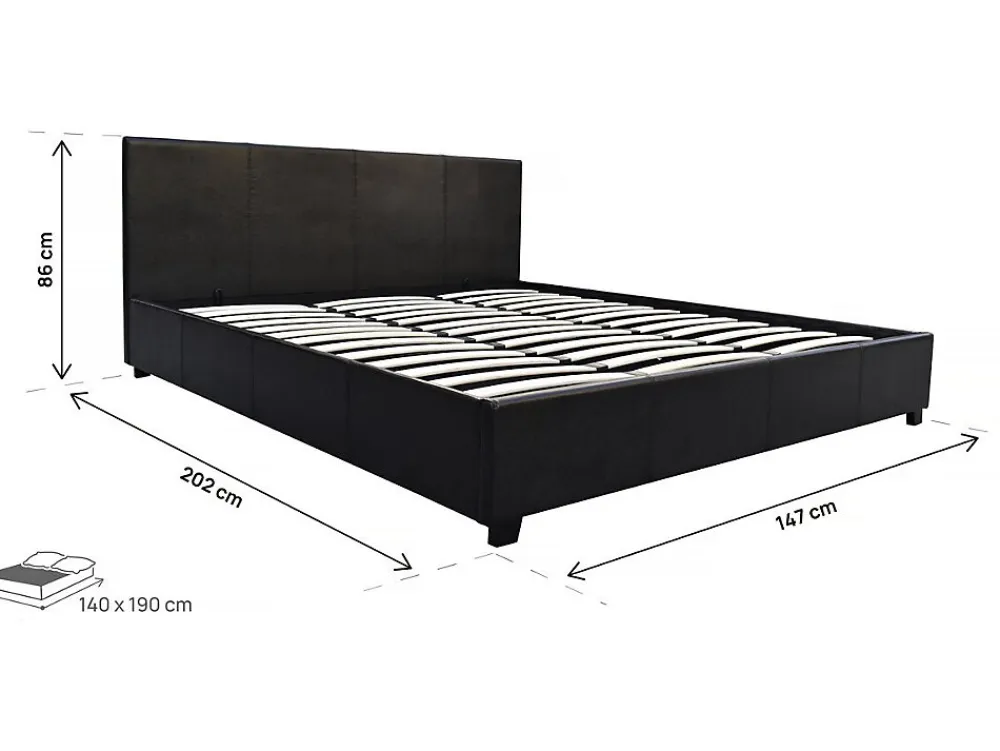 Lit double avec coffre "Carla" - 140 x 190 cm - Noir>Habitat Et Jardin Online