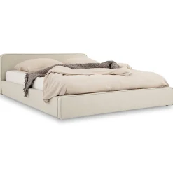 Idimex Lit double BELARTI 140 x 190 cm rembourré, revêtement en tissu - Blanc crème* Lit Double
