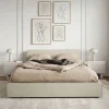 Idimex Lit double BELARTI 140 x 190 cm rembourré, revêtement en tissu - Beige* Lit Double