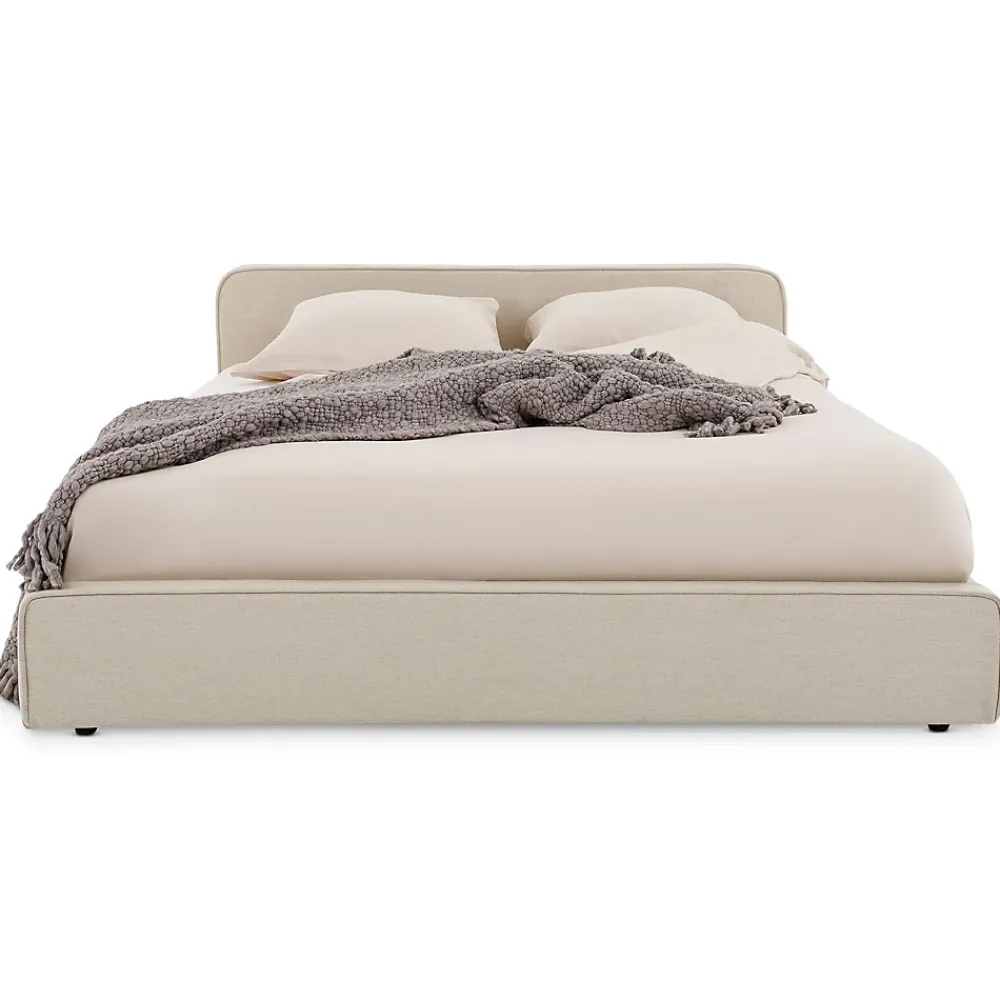 Idimex Lit double BELARTI 140 x 190 cm rembourré, revêtement en tissu - Beige* Lit Double