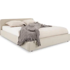 Idimex Lit double BELARTI 140 x 190 cm rembourré, revêtement en tissu - Beige* Lit Double