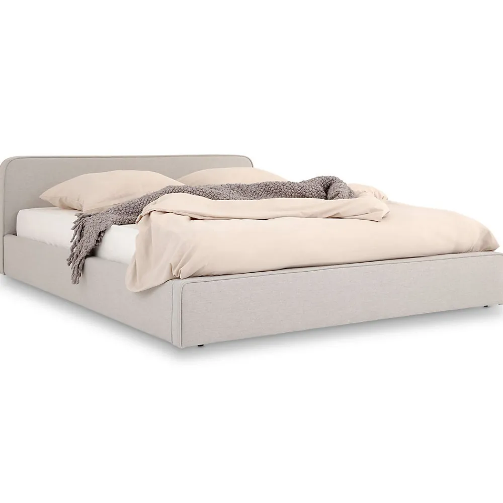 Lit double BELARTI 140 x 190 cm rembourré, revêtement en tissu - Gris clair>Idimex Hot