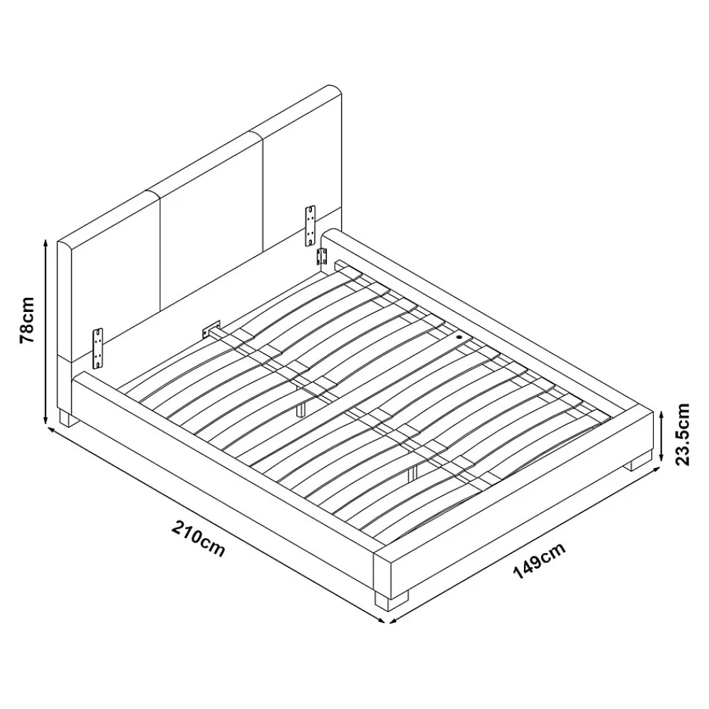 Lit double capitonné 140 x 200cm cuir synthétique avec sommier à lattes noir>Corium Discount