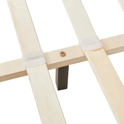 Lit double capitonné 140 x 200cm cuir synthétique avec sommier à lattes noir><noscript><img width=