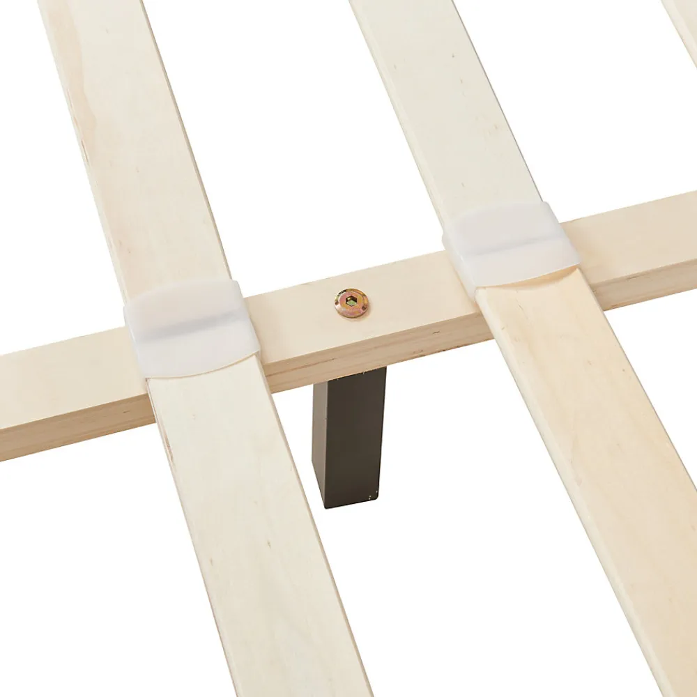 Lit double capitonné 140 x 200cm cuir synthétique avec sommier à lattes noir>Corium Discount