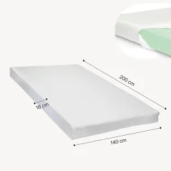 [En.Casa] Lit double capitonné Tröstiar avec éclairage LED et matelas 140 x 200 cm anthracite en.casa* Ensemble Sommier Et Matelas