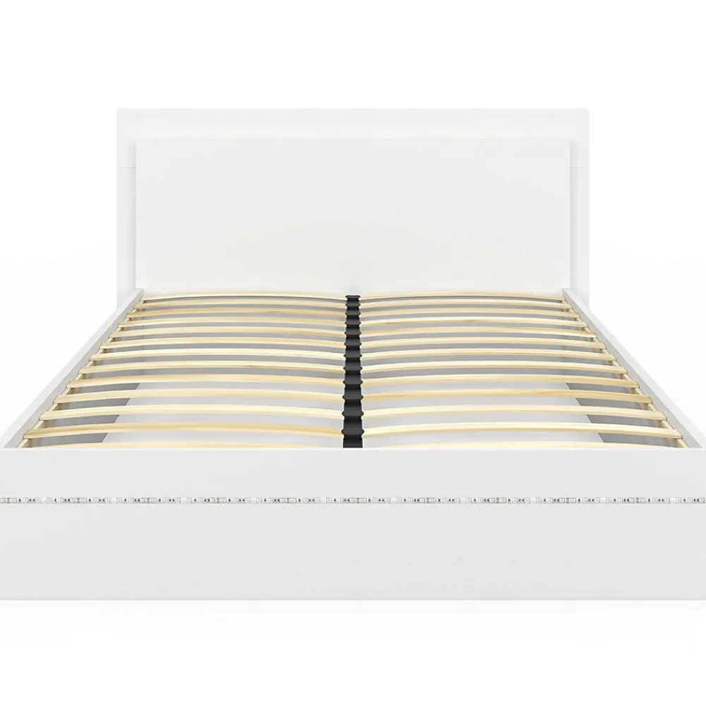 Lit double CHARLIE 140 x 190 cm avec sommier et LED intégrées blanc>IDMarket Sale