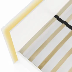 Lit double CHARLIE 140 x 190 cm avec sommier et LED intégrées blanc><noscript><img width=