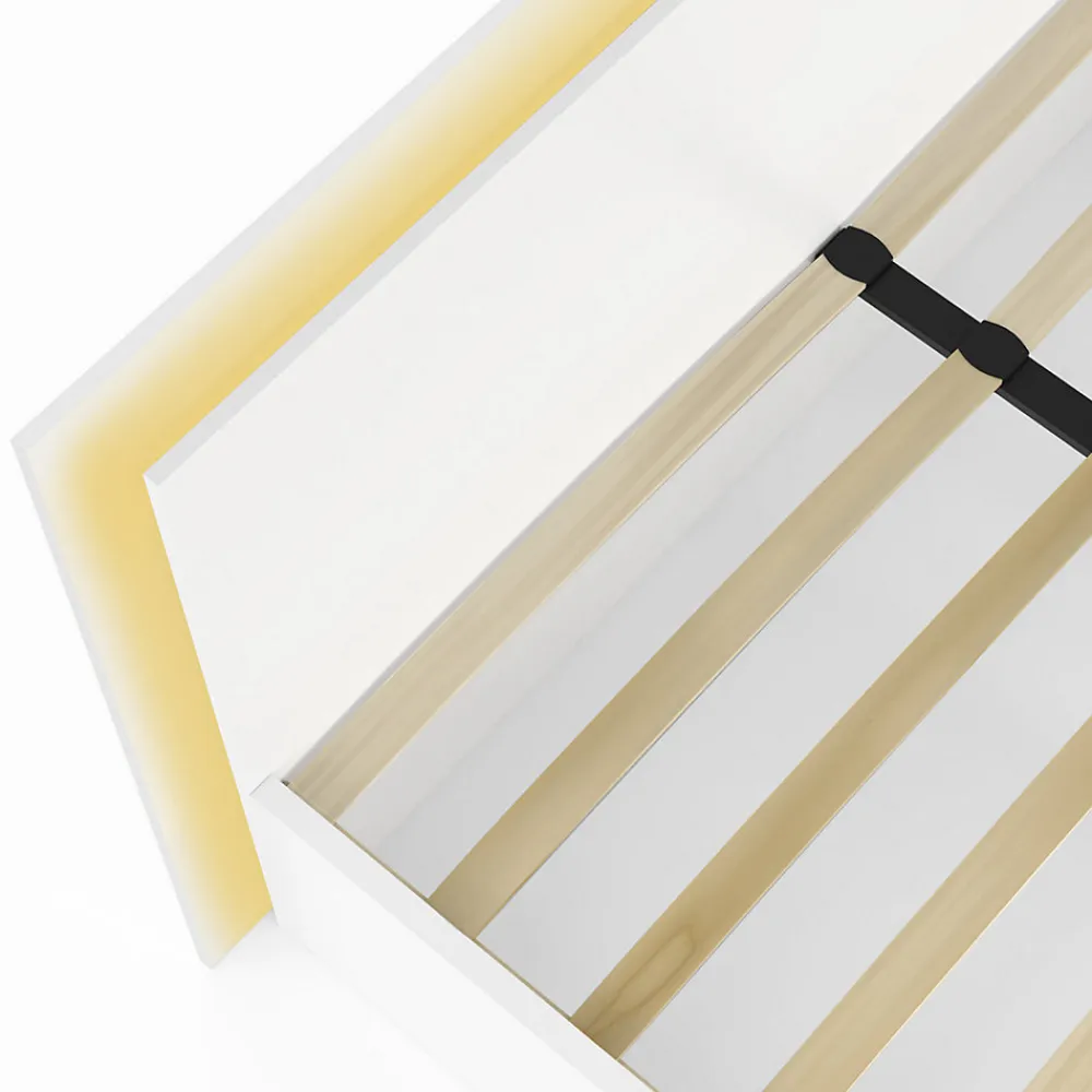 Lit double CHARLIE 140 x 190 cm avec sommier et LED intégrées blanc>IDMarket Sale
