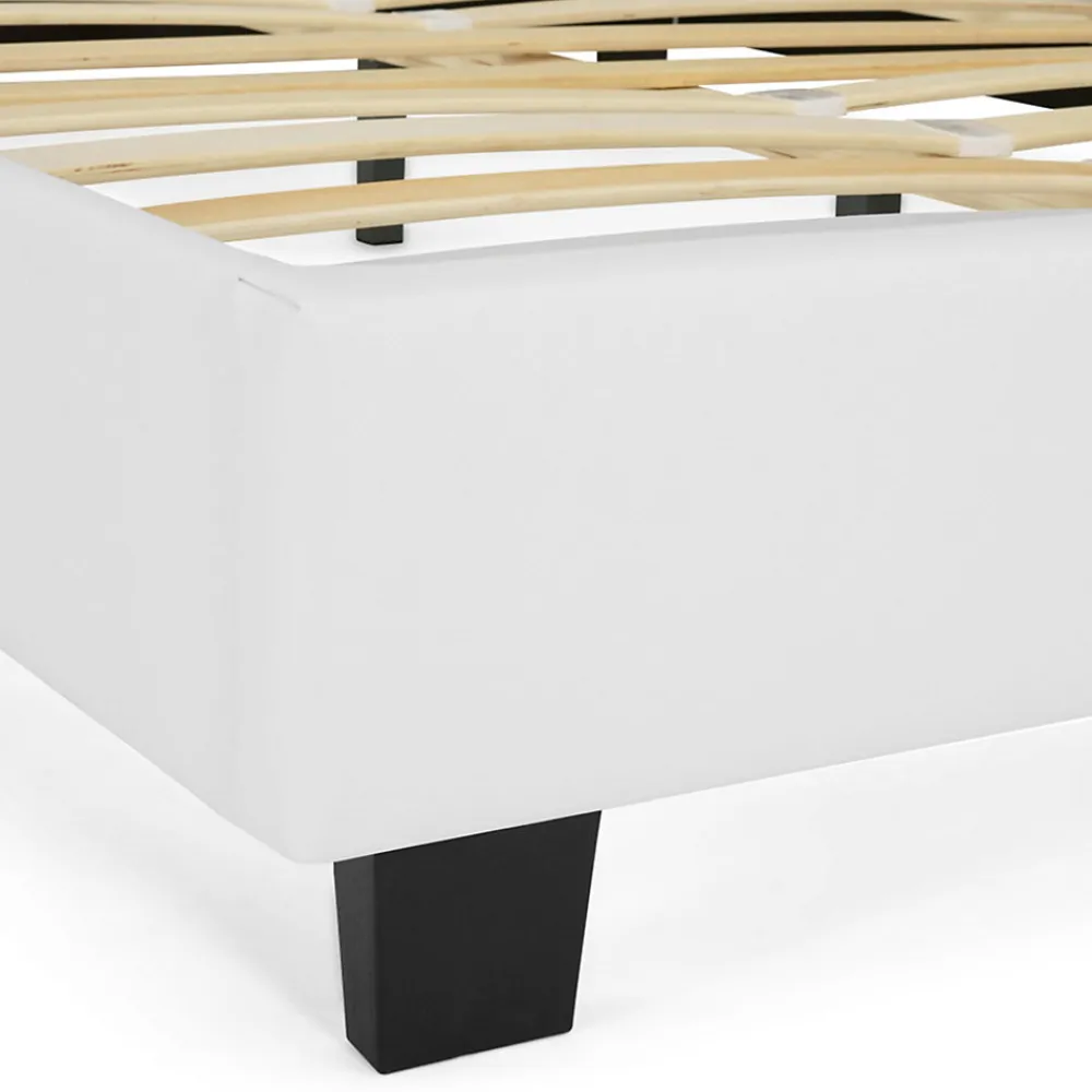 Lit double CHARLOTTE avec tête de lit et sommier 160 x 200 cm PVC blanc>IDMarket Hot