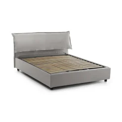 Lit double Clio, Lit coffre déhoussable avec tête de lit rembourrée et cadre de lit coffre, adapté pour matelas 160x190 cm, Gris>Talamo Italia Best