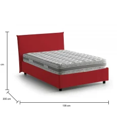 Talamo Italia Lit double Dacer, lit coffre avec revêtement en tissu, ouverture frontale, adapté pour matelas 120x190 cm, rouge* Lit Coffre